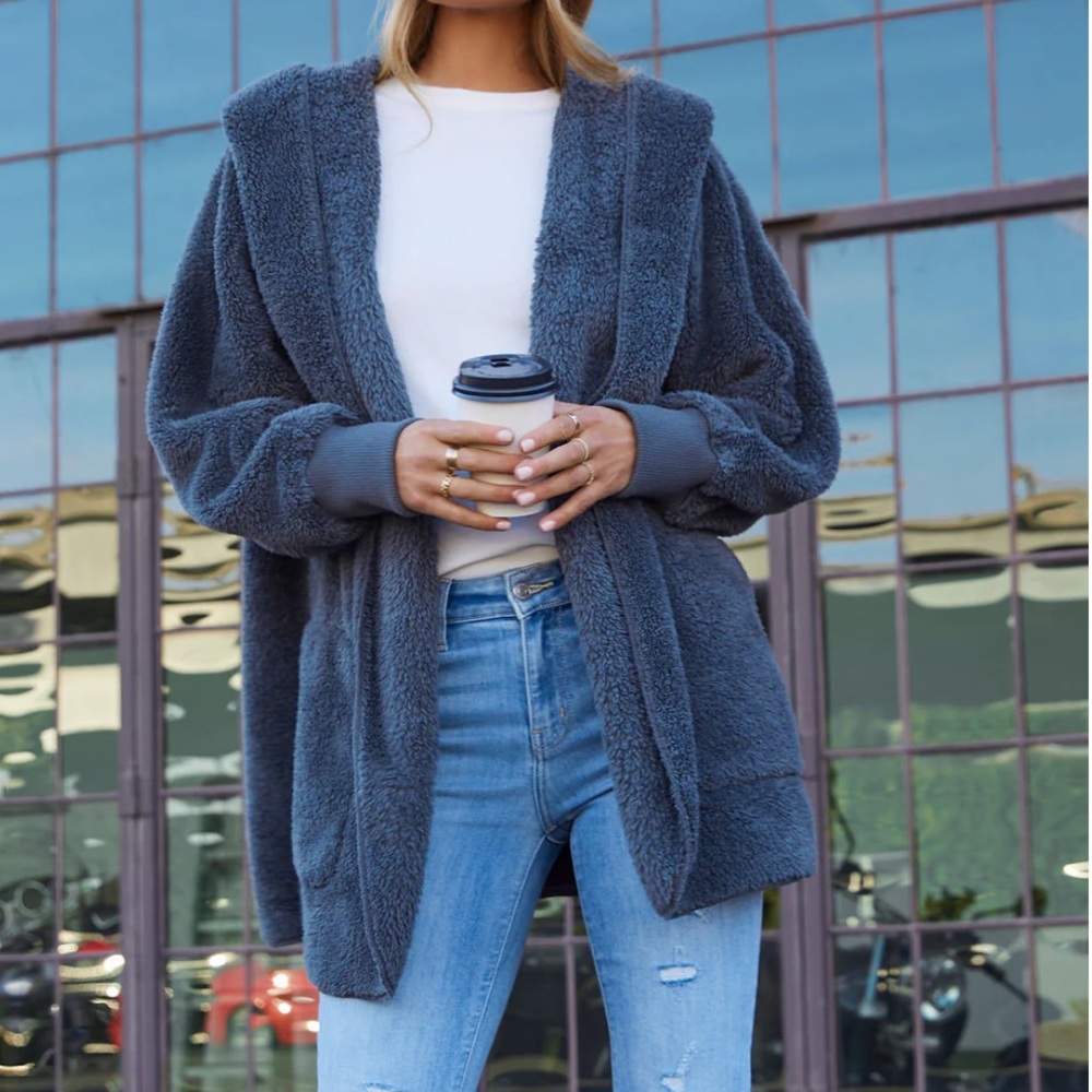 Hem & Thread black plush coatigan